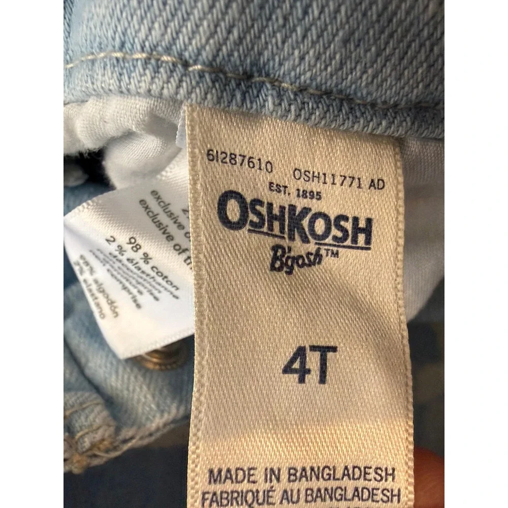 OshKosh B'gosh Denim Overall Dress‎ Skirt Kids 4T Heart Girls 4 Toddler Bibs